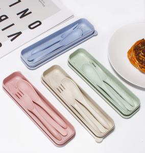 Eco Friendly Wheat Straw Cutlery Set Knives Fork and Spoon Lightweight Flatware Sets for Traveling Camping