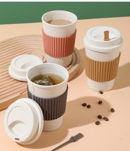 Wheat Straw Cups Creative Mug Cups  Reusable Sustainable To-Go Travel Summer Coffee Tumblers for Cold Brew Tea Iced Travel
