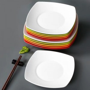 Modern High End Restaurant Dinner Table Set Big Small White Melamine Birthday Party Square African Plates