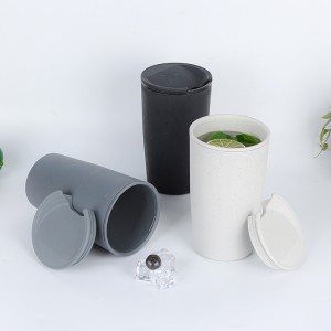 Biodegradable Material Reusable Eco-Friendly Cheap Half Plastic Half Wheat Straw Made Cup Mugs for Camping With Lid
