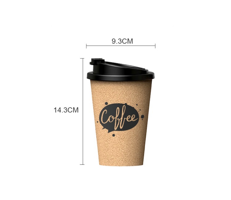 Snap leakproof and heat insulating coffee cup environmental friendly degradable portable PLA cork mug