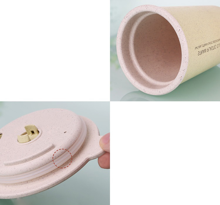 Rotatable lid leakproof environment friendly wheat straw coffee cup delicate and biodegradable mug