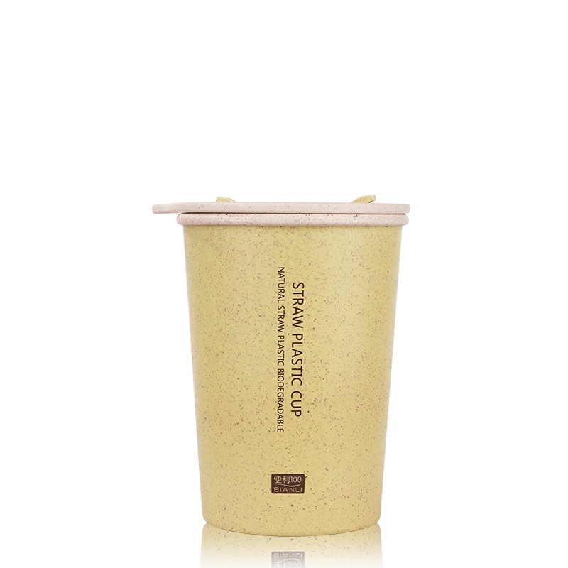 Rotatable lid leakproof environment friendly wheat straw coffee cup delicate and biodegradable mug