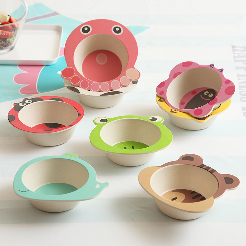 Creative fashion bamboo fiber bowl low temperature resistant practical children's tableware cartoon kindergarten bowl