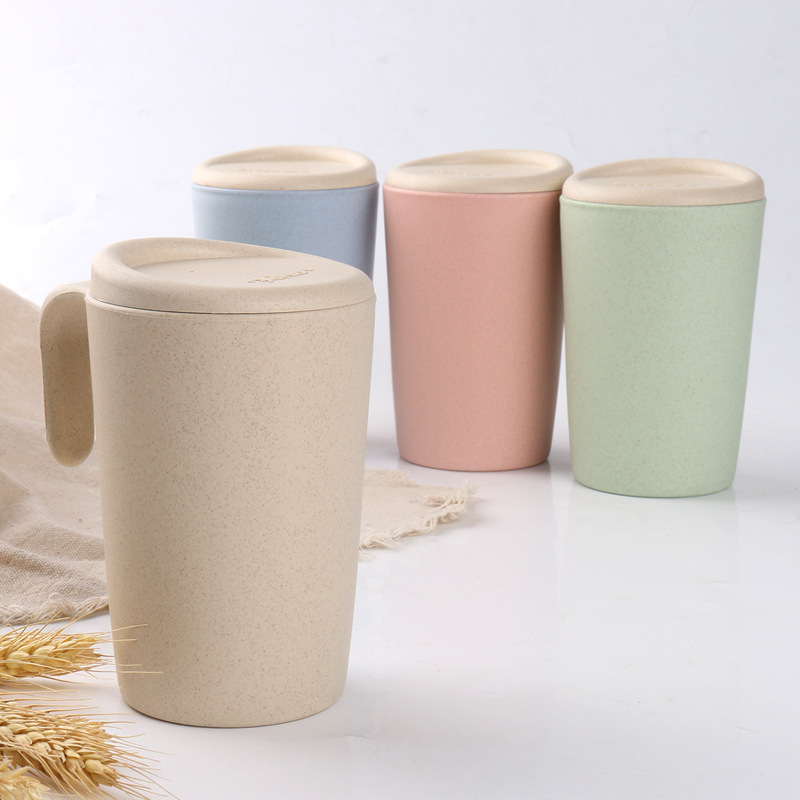 Wheat straw portable environmental protection cup pure color simple fashion creative multifunctional handle cup