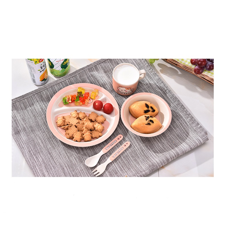 High quality durable degradable tableware set of five piece environmental friendly practical children's meal bowl