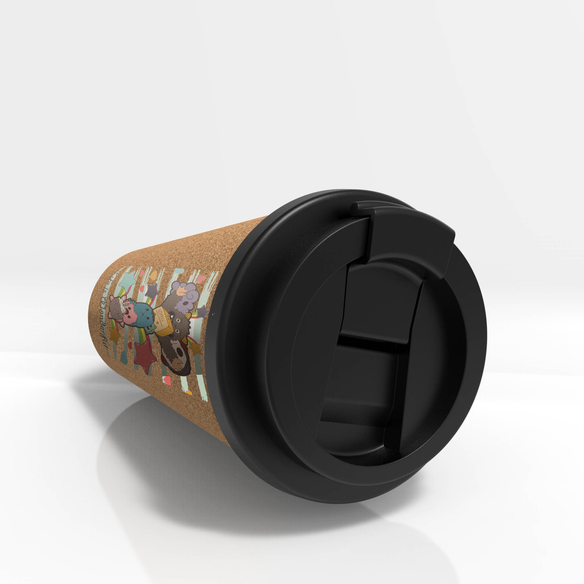 Cartoon environmentally friendly and non shattering PLA cork coffee cup creative fashion insulated mug