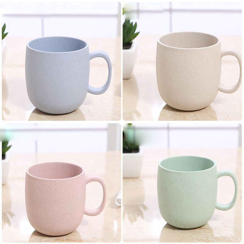 Wheat straw household thickening ironing mug pure color safe degradable water cup simple round lovers cup