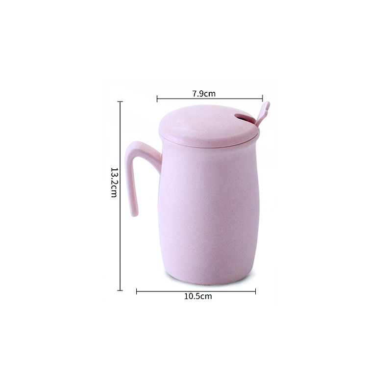 Bamboo fiber coffee cup with cover for home use pure color fashion and environmental protection mug
