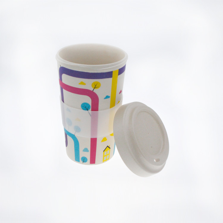 Sealed bamboo fiber coffee cup with cover simple fashion environmentally friendly biodegradable water cup