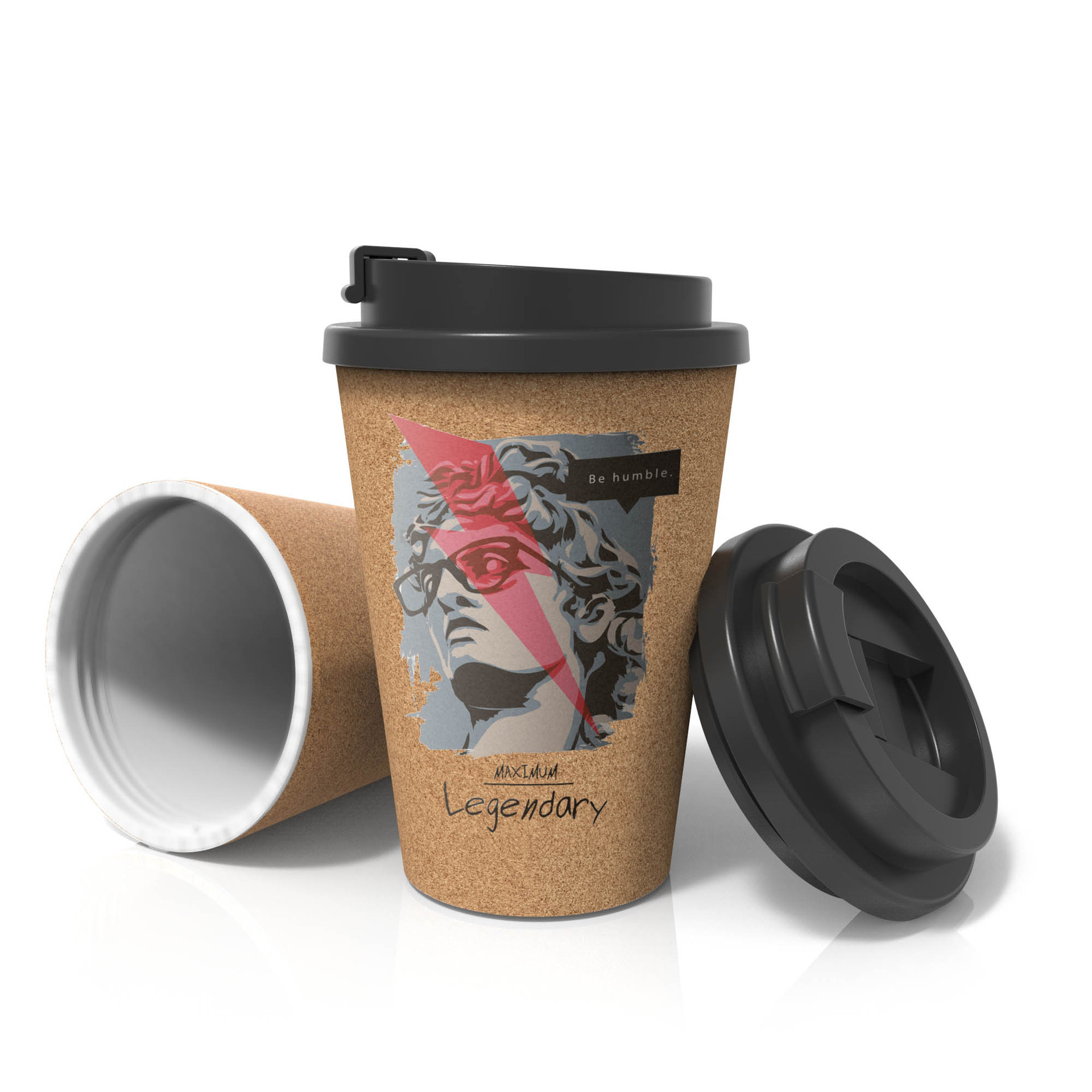 Snap leakproof degradable PLA cork coffee mug customized printing environmentally friendly and non-shattering mug