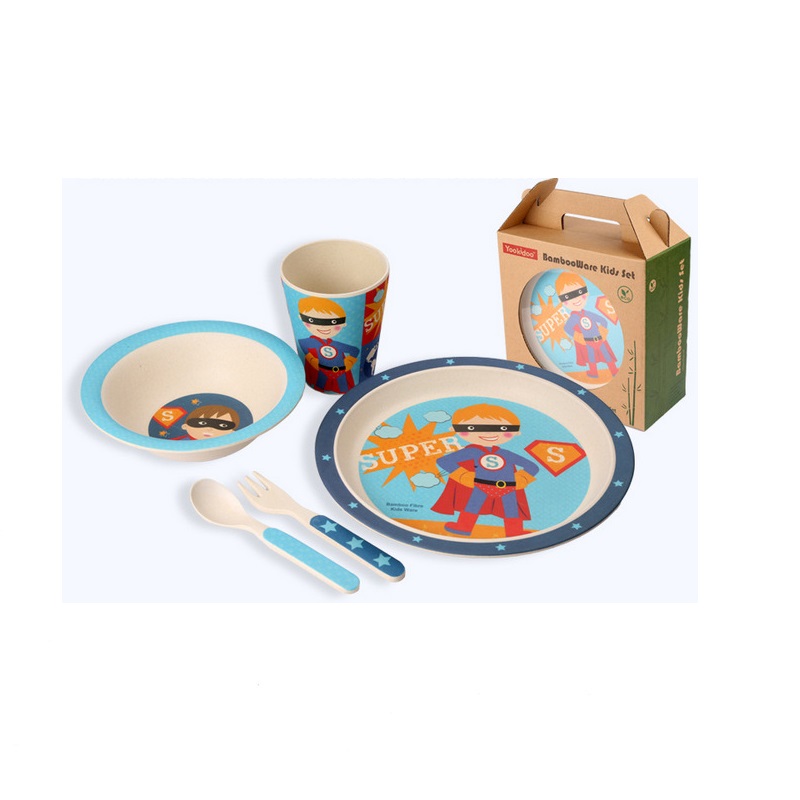 Cartoon fashion durable tableware set delicate household safety and health tableware for children