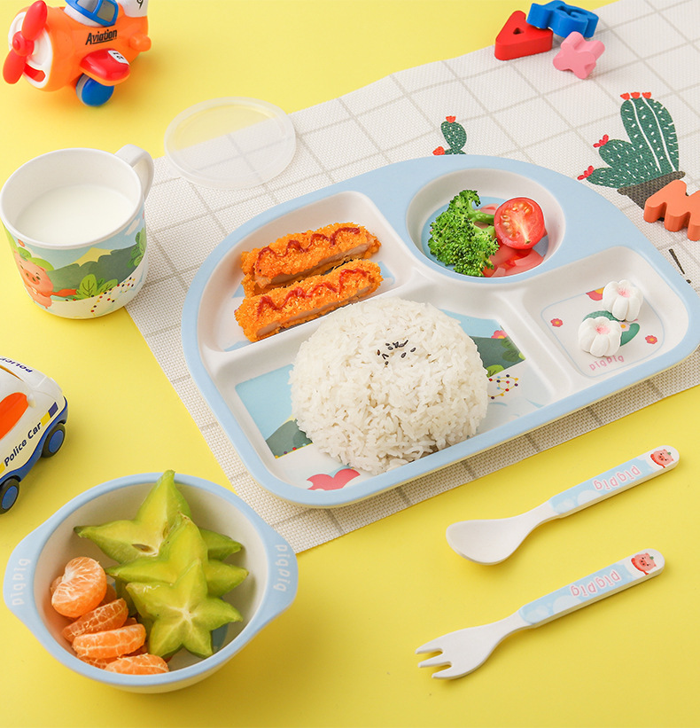Creative fashion high quality durable bamboo fiber tableware set anti ironing easy to clean children's meal bowl