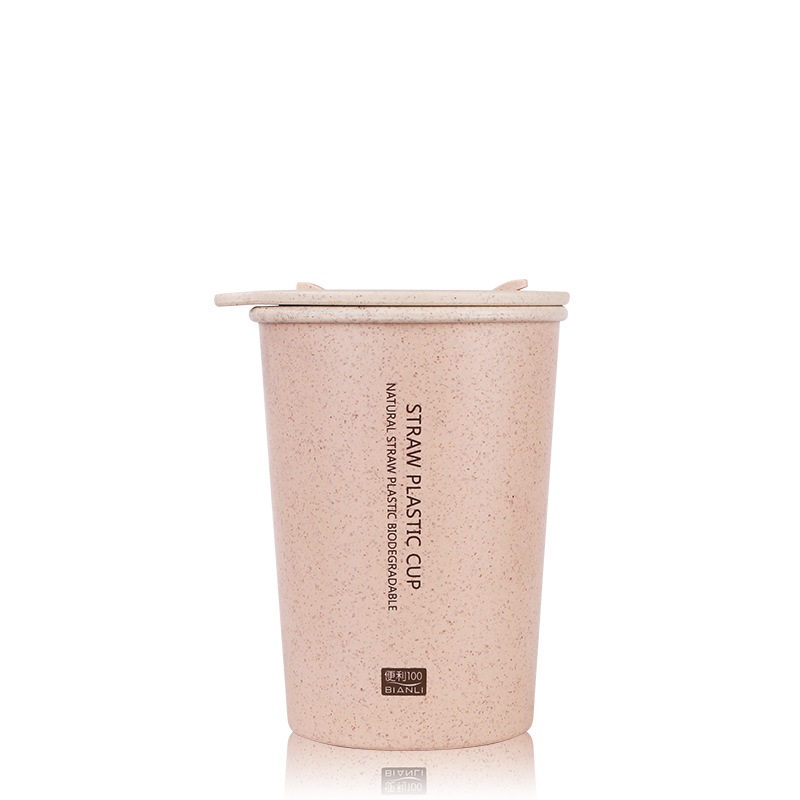 Fashionable high temperature resistant biodegradable coffee cup delicate and simple mug with straw insert