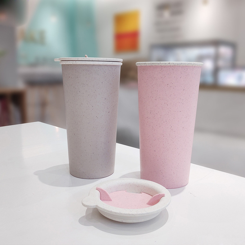 Fashionable high temperature resistant biodegradable coffee cup delicate and simple mug with straw insert