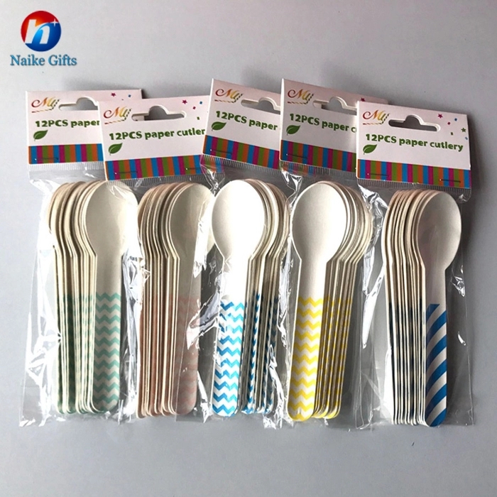 High quality eco friendly disposable biodegradable bamboo stand spoon portable PLA cutlery set for travel