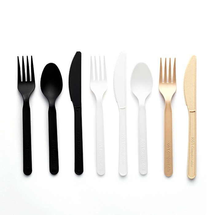 Super Lowest Price Kid Dinnerware Plate Set - Eco friendly disposable compostable plastic fork knife spoon portable PLA cutlery set – Naike
