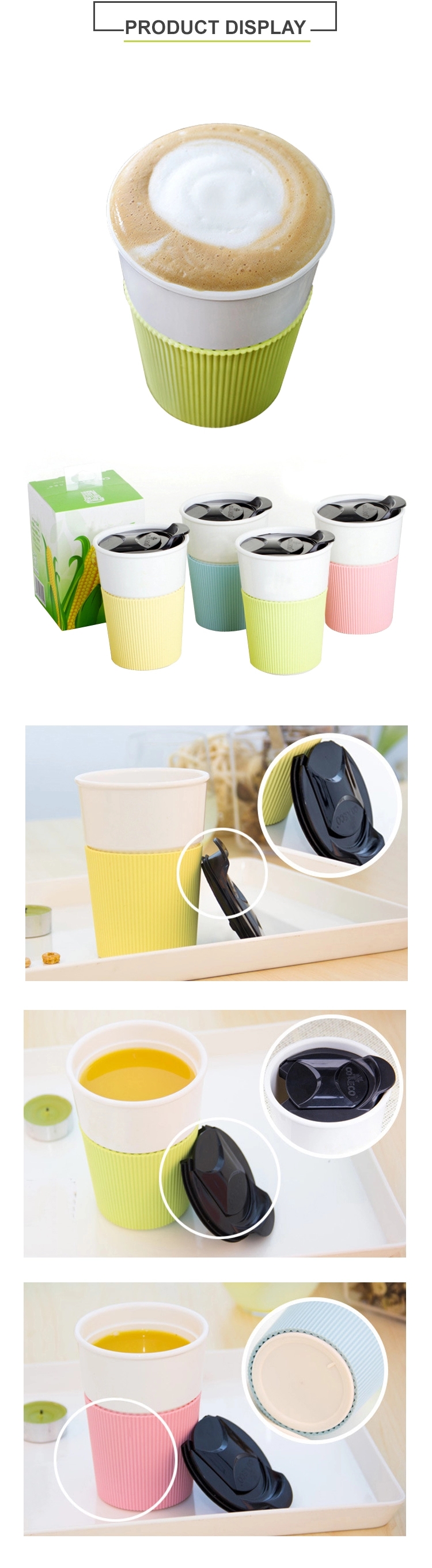 New products outdoor portable biodegradable reusable pla bamboo fiber coffee mug with lid