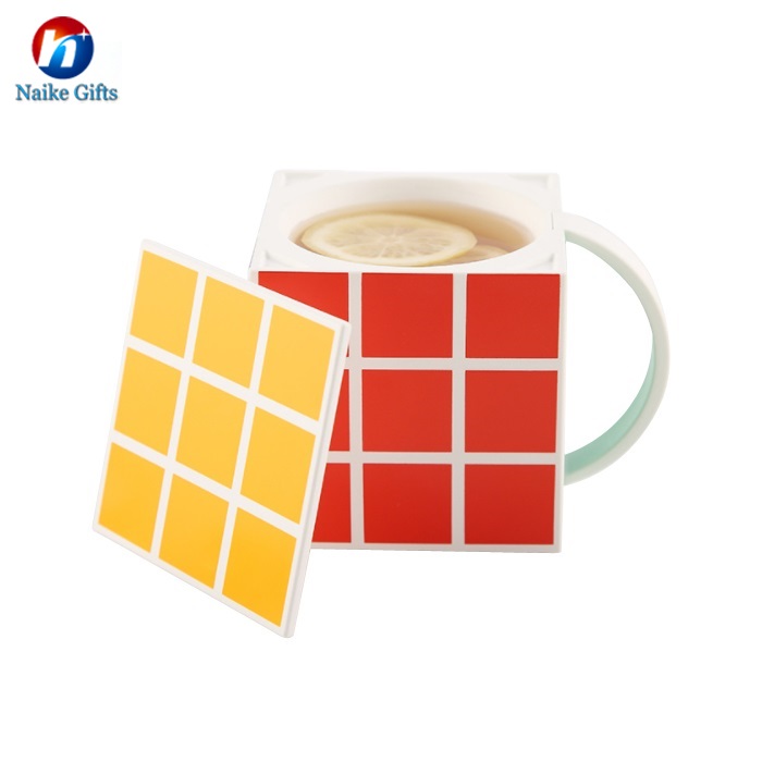 High quality natural eco friendly reusable biodegradable material wheat straw plastic coffee mug with spoon