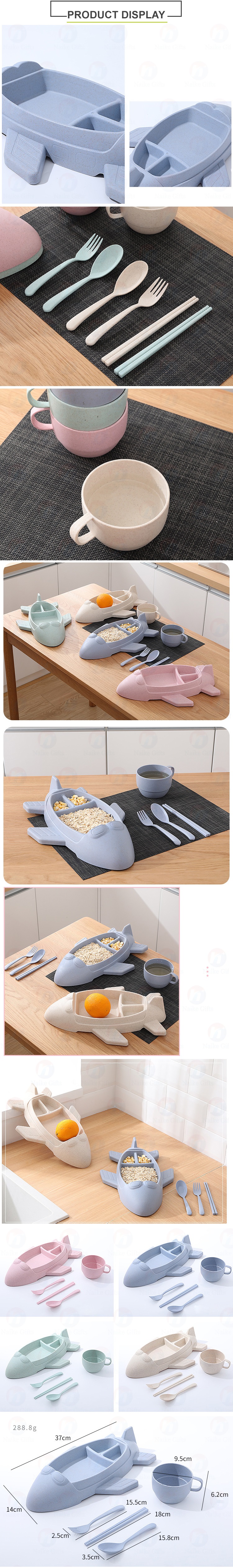 Household anti fall cutlery for children cutlery set environmental friendly wheat straw cutlery set