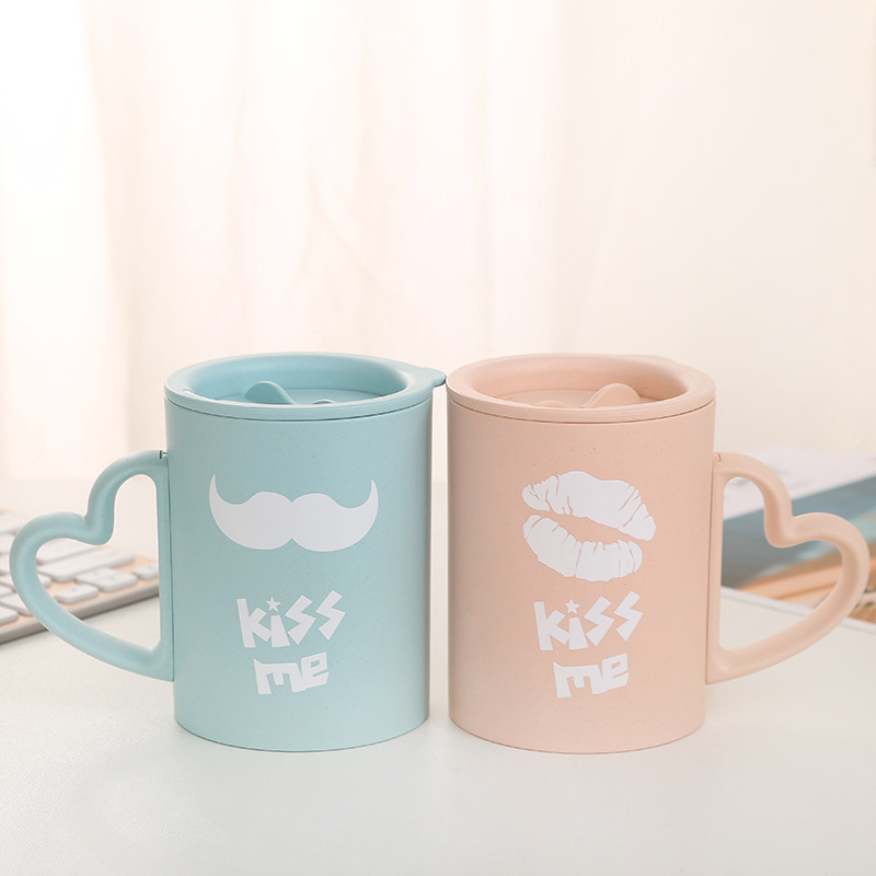 Creative bamboo fiber mug with cover simple fashion portable coffee cup hot and leakproof portable water cup