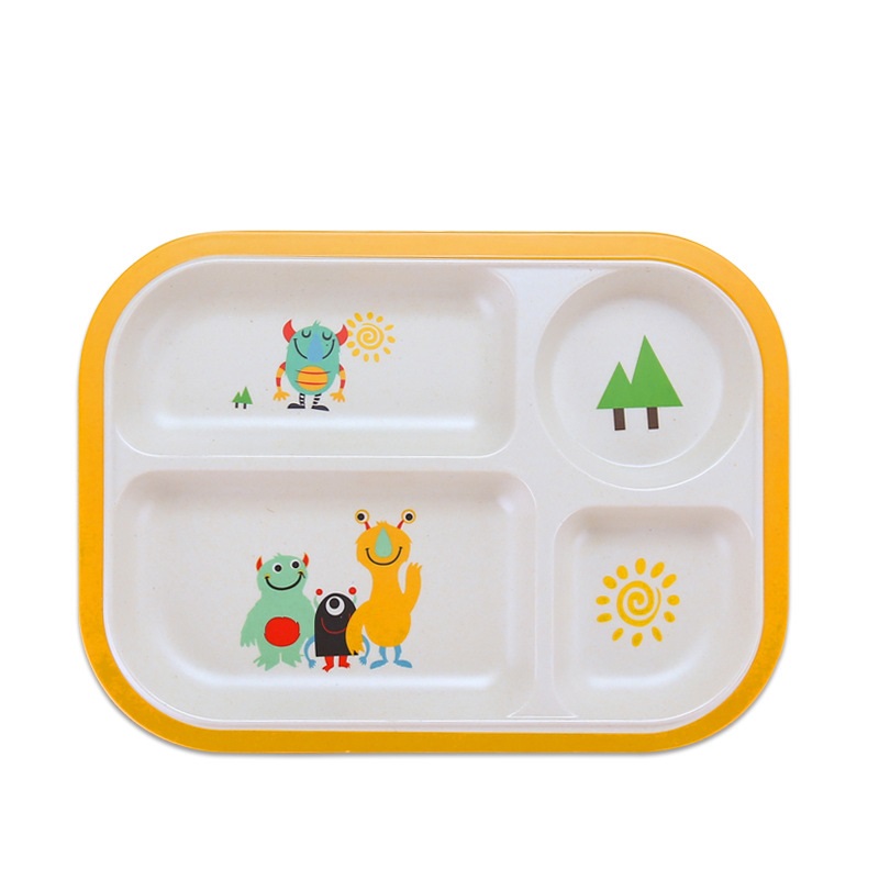 High quality practical wear resistant children's meal tray with biodegradable bamboo fiber sanitary tableware