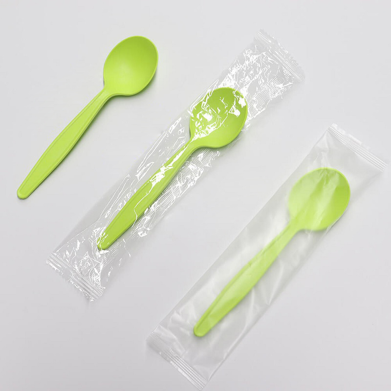 Transparent membrane packaging disposable spoon environmentally friendly degradable corn starch spoon