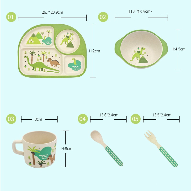 Durable anti ironing cartoon bamboo fiber tableware set is easy to clean practical children's meal bowls