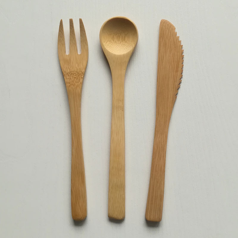 Environmental protection bamboo knife fork and spoon set simple fashion lightweight biodegradable tableware