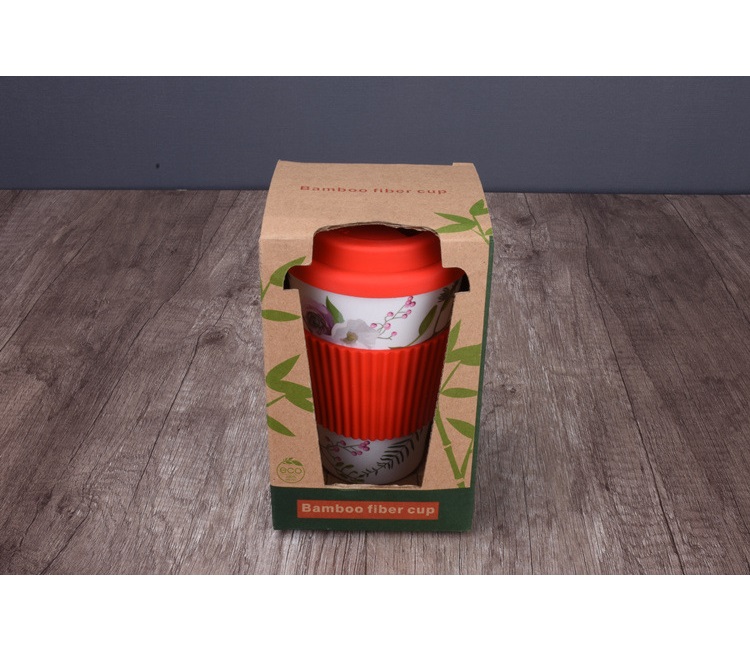 Cartoon still biodegradable bamboo fiber coffee cup portable anti wear environmental protection mug
