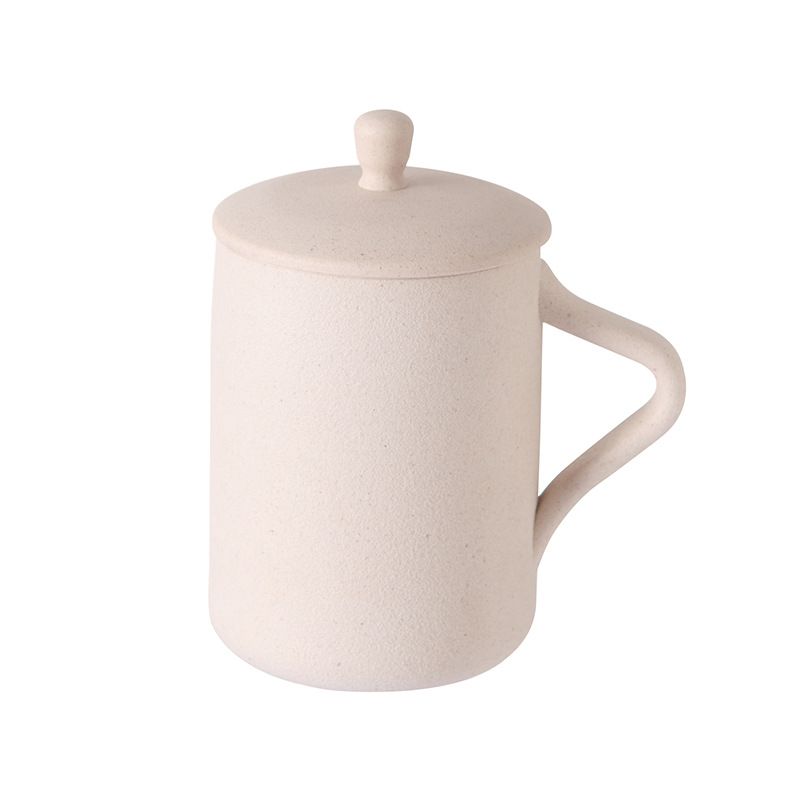 Creative thickened bamboo fiber coffee cup pure color fashionable home mug with cover handle anti hot cup