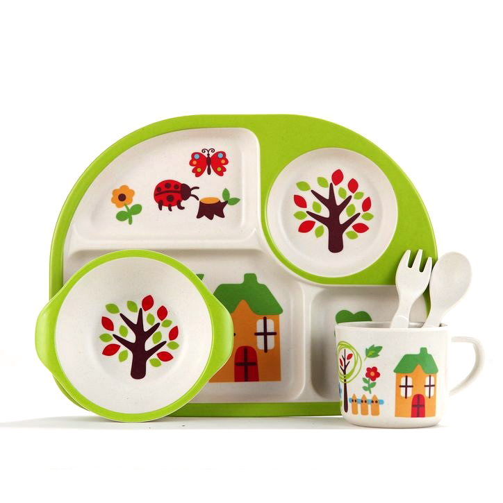 High quality safe and environment friendly durable tableware set cartoon fashion bamboo fiber children's rice bowl