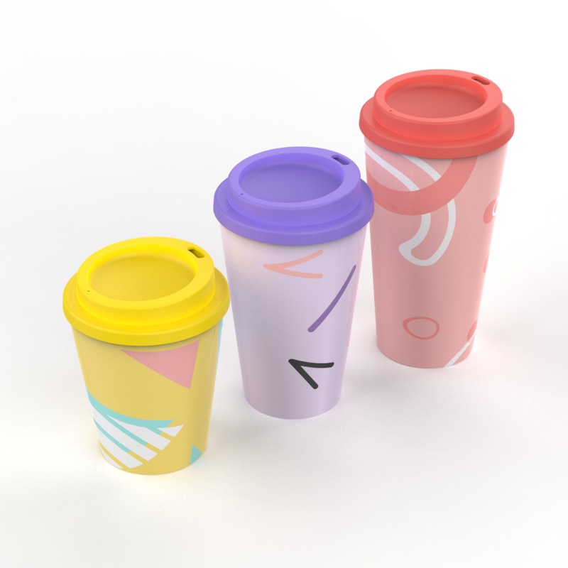 Safe and environmentally friendly biodegradable creative coffee cup cartoon fashion double waterproof cup