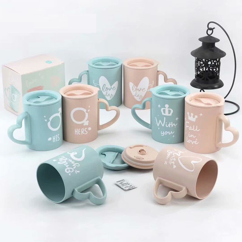 Creative bamboo fiber mug with cover simple fashion portable coffee cup hot and leakproof portable water cup